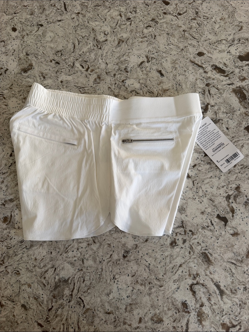 NWT Athleta Mod Trekkie Short Women’s White Athletic Shorts with Back Zip Pocket